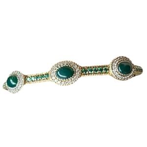 Judith Ripka Chalcedony & Chrome Diopside Gold Clad Sterling Bangle Cuff